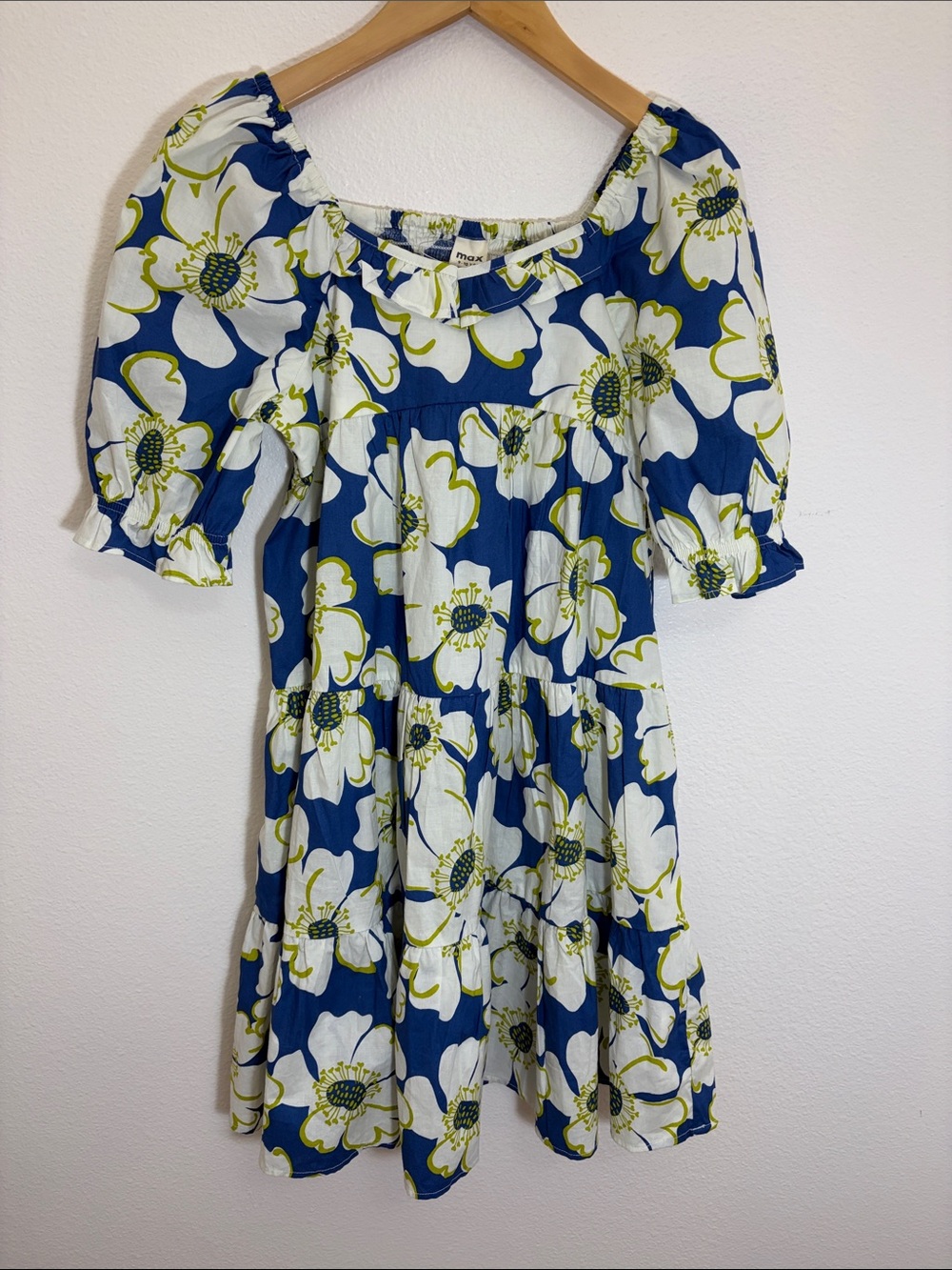 NWT Max Floral Tiered Blue White Dress